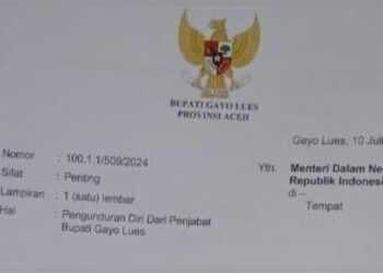 Ikut Pilkada di Aceh Tengah, ini Surat Pengunduran Diri Alhudri 