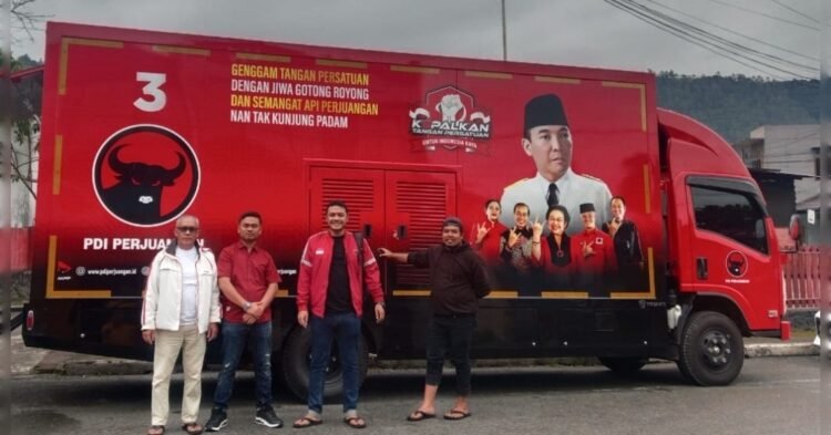 Gebrakan PDI Perjuangan, Kirim Mobil Videotron Truck untuk Pemenangan Alhudri – Alaidin 