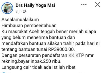 Akun Facebook Catut Nama Haili Yoga, Modus Penipuan Berkedok Bantuan