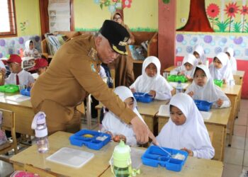 Subhandhy Pantau Langsung Uji Coba Program Gizi Gratis di SD Negeri 1 Bebesen