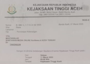 Kejati Aceh Panggil Jurnalis Kennews.id Terkait Berita Dugaan “Titipan” Jaksa di Aceh Tengah