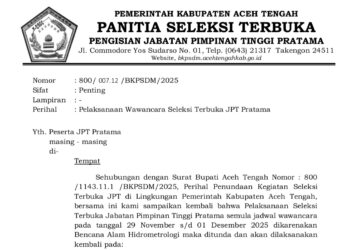 Peserta Seleksi JPT di Aceh Tengah Diwawancara Besok