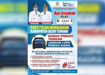 BPKK Ajak Warga Aceh Tengah Gunakan Plat BL G dan Ganti Nama