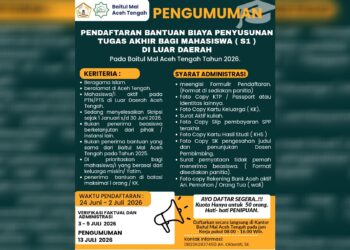 Baitul Mal Aceh Tengah Buka Bantuan Biaya Skripsi untuk Mahasiswa S1 di Luar Daerah, Kuota Hanya 50 Orang