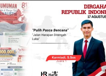 Karya “Pulih Pasca Bencana”, Wartawan Harie.id Raih Juara 1 Lomba Jurnalistik HUT ke-81 RI