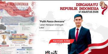 Karya “Pulih Pasca Bencana”, Wartawan Harie.id Raih Juara 1 Lomba Jurnalistik HUT ke-81 RI