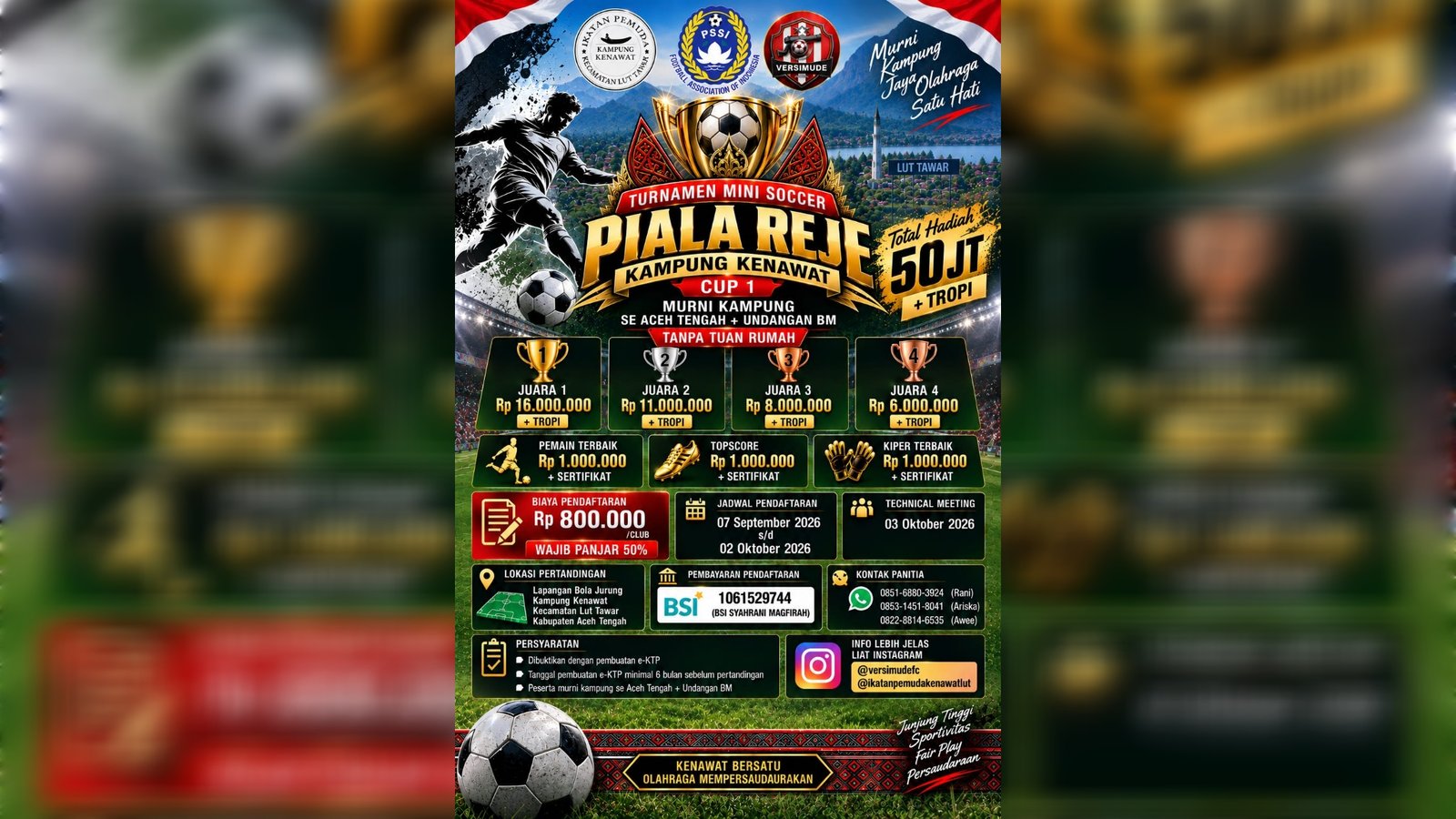 Piala Reje Kampung Kenawat Cup I Segera Bergulir, Hadiah Tembus Rp50 Juta