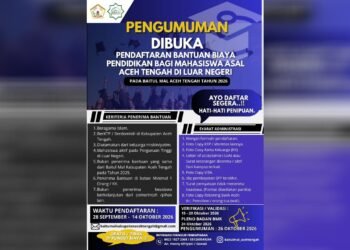 Baitul Mal Aceh Tengah Buka Pendaftaran Bantuan Pendidikan Mahasiswa di Luar Negeri