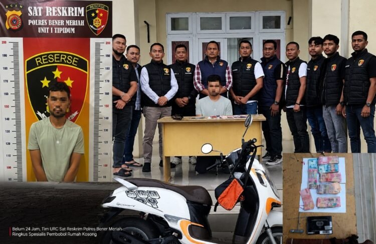 Uang Rp32 Juta Raib, Polisi Ciduk Spesialis Pembobol Rumah Kosong di Bener Meriah
